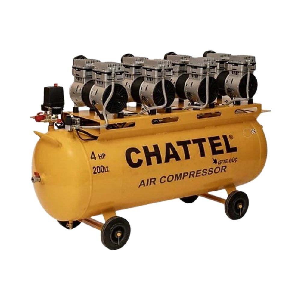 Chattel  220V 4Hp 280L/min 8 Bar CHT1220-4 200 Lt. Sessiz Yağsız Kompresör