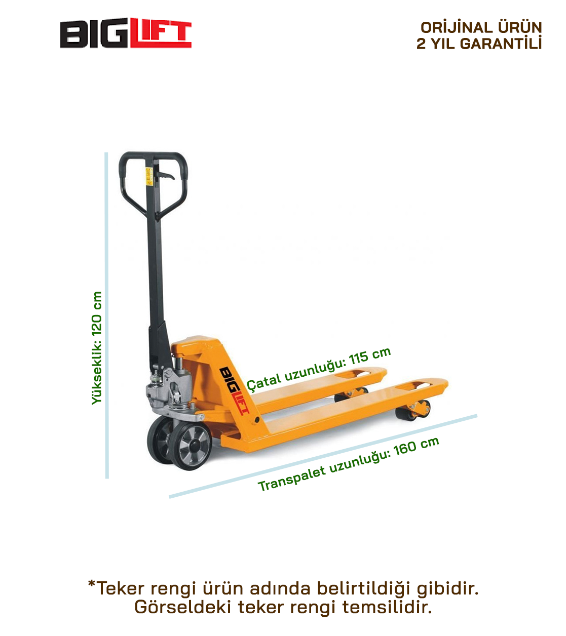 Biglift ACE-25 2.5 Ton Transpalet Beyaz Teker