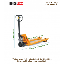 Biglift ACE-25 2.5 Ton Transpalet Beyaz Teker