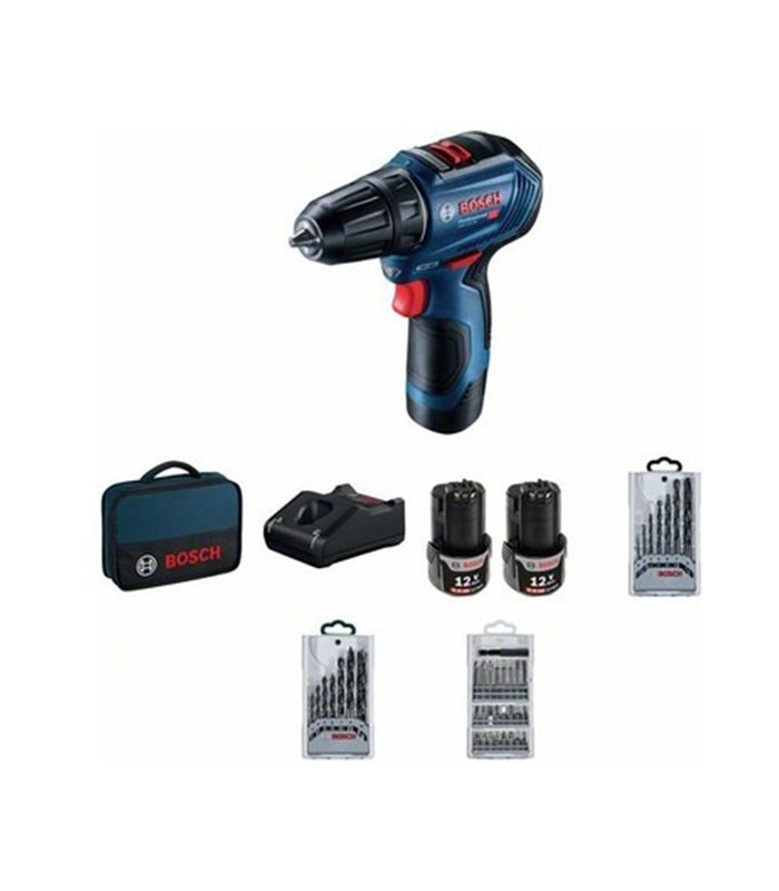 Bosch GSR12V-30 12V 2.0Ah Akülü Matkap Vidalama + 39 Parça Vidalama Seti